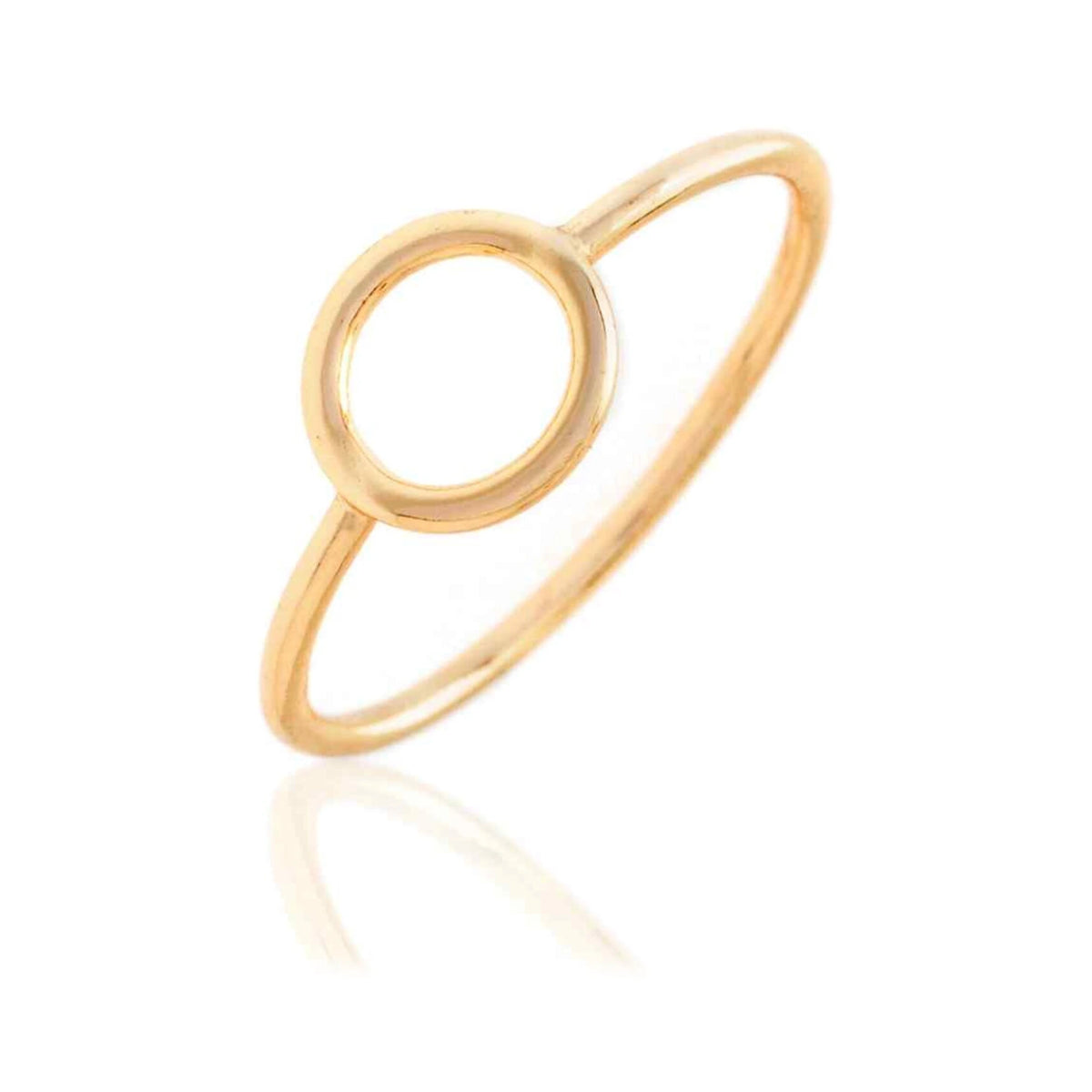 Anillo Círculo Hueco Plata de Ley 925 en dorado, anillo con círculo hueco