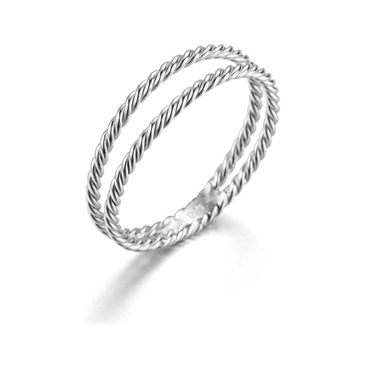 Anillo Doble Trenzado Plata de Ley 925 en plata, anillo doble trenzado