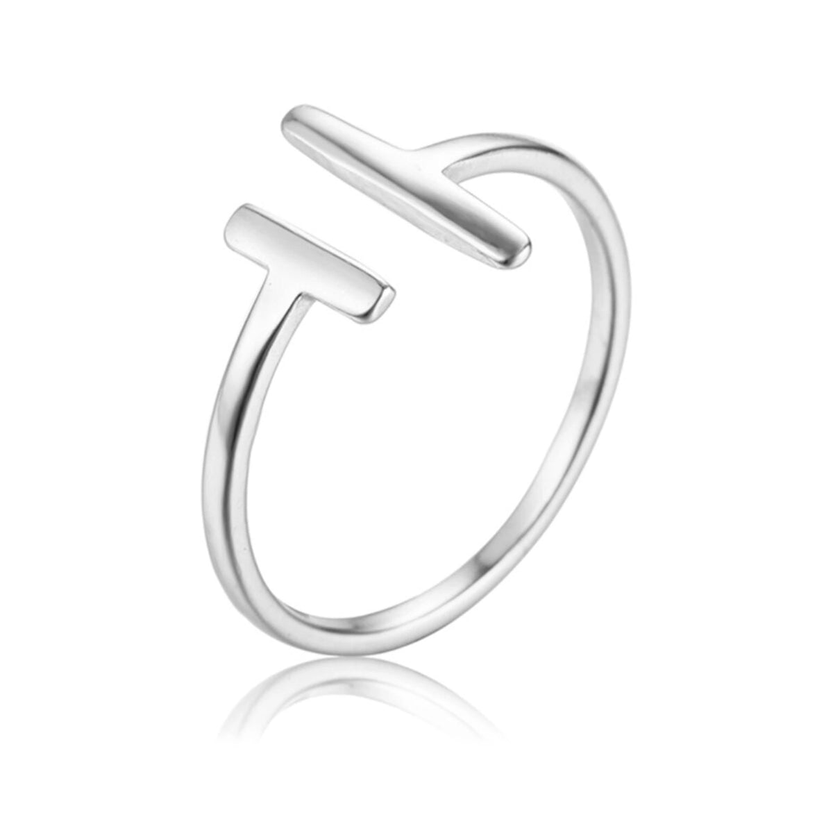 Anillo Dos Barras Ajustable Plata de Ley 925 en plata, anillo abierto con dos barras