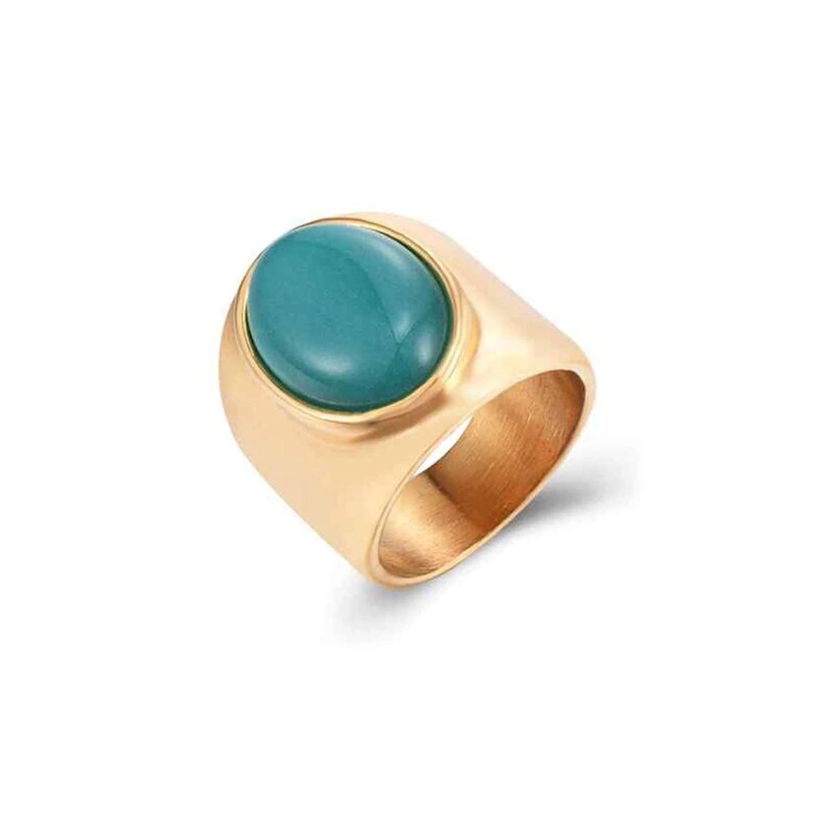 Anillo Grande Ovalado Calcedonia, anillo ancho con cabujón ovalado