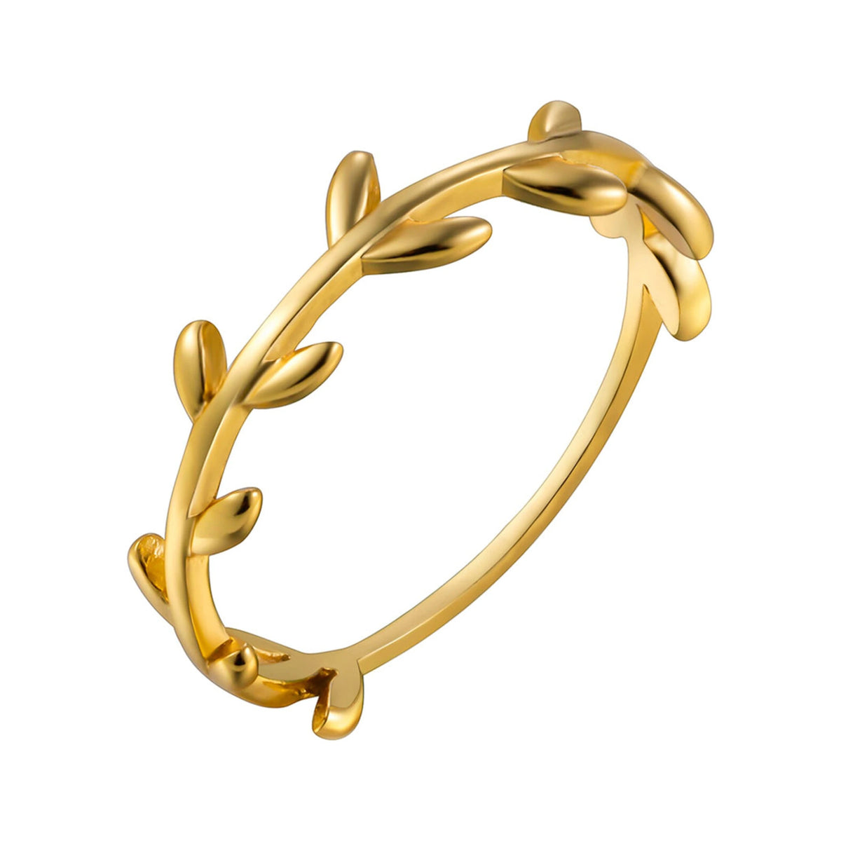 Anillo Hojas Plata de Ley 925 en dorado, anillo fino con ramas de hojas