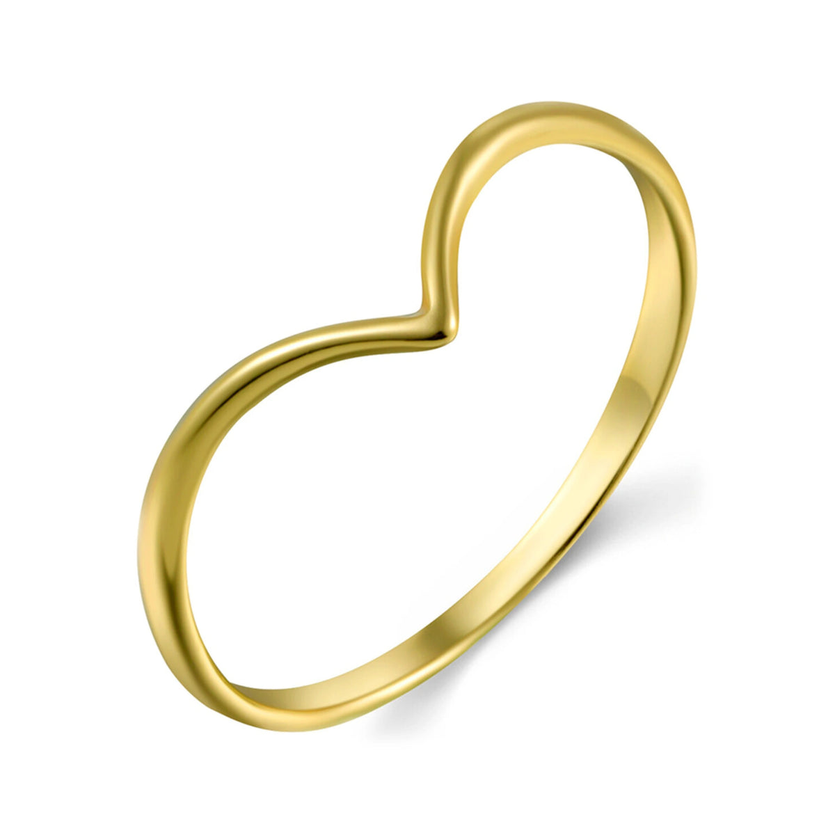 Anillo V Suave en Plata de Ley 925 en dorado, anillo fino en uve suave