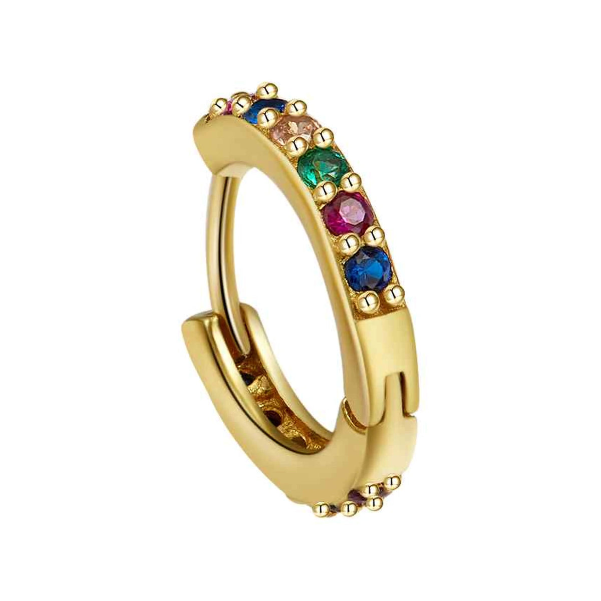 Aro Click Multicolor 12 mm en dorado, en diagonal con cierre de bisagra
