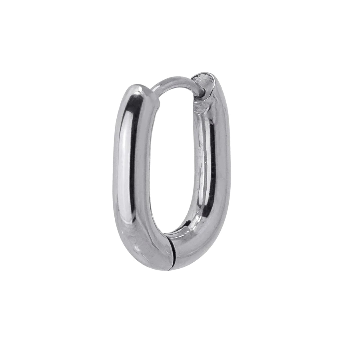 Aro Ovalado 15 mm de Acero 316L en plateado, de lado