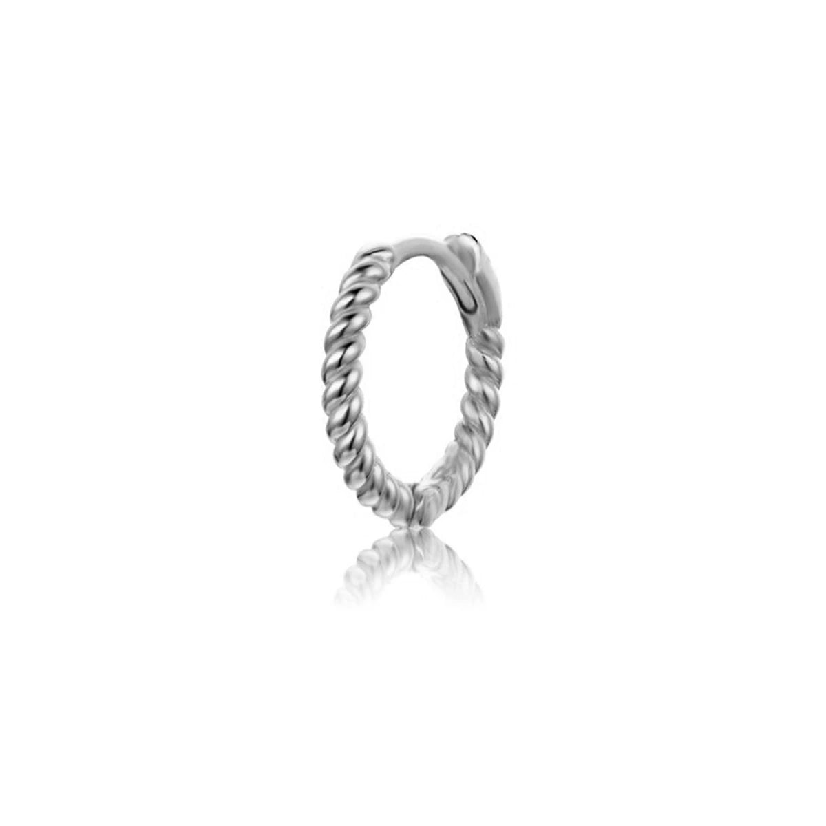 Aro Trenzado 10mm en plata, de frente con el aro completo