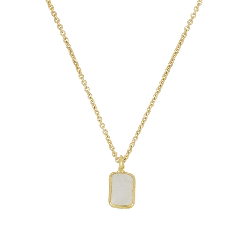 Collar Piedra Rectangular Mini de Plata 925 con piedra luna