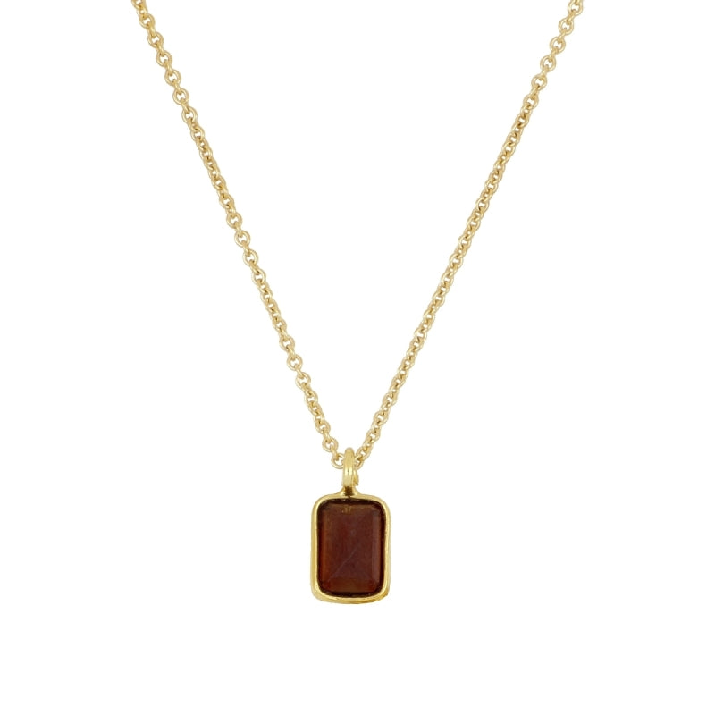Collar Piedra Rectangular Mini de Plata 925 con granate