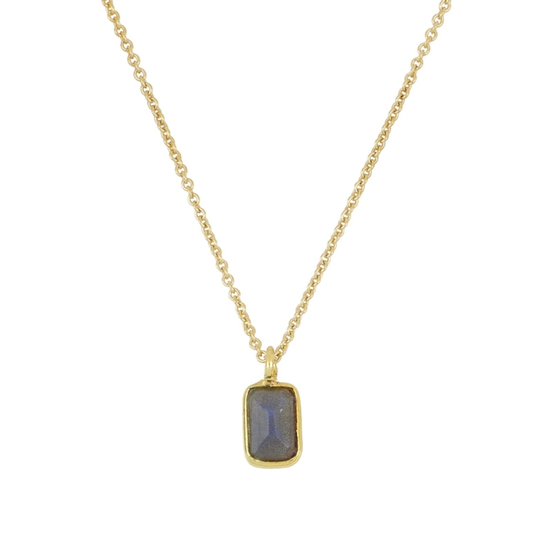 Collar Piedra Rectangular Mini de Plata 925 con labradorita