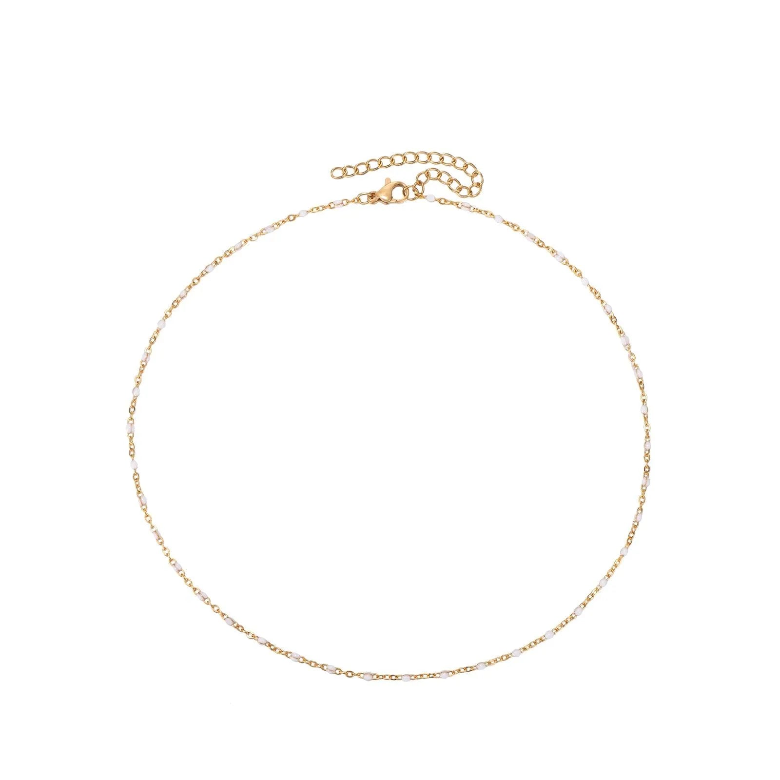 Collar con bolitas esmaltadas de colores, diseño fino para looks frescos y desenfadados