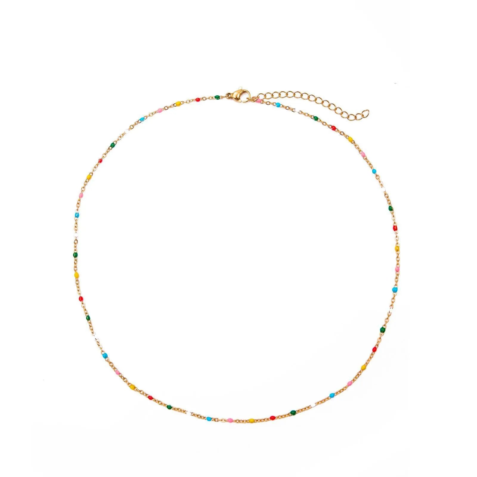 Collar fino con bolitas de esmalte en colores, ideal para combinar con joyas sencillas