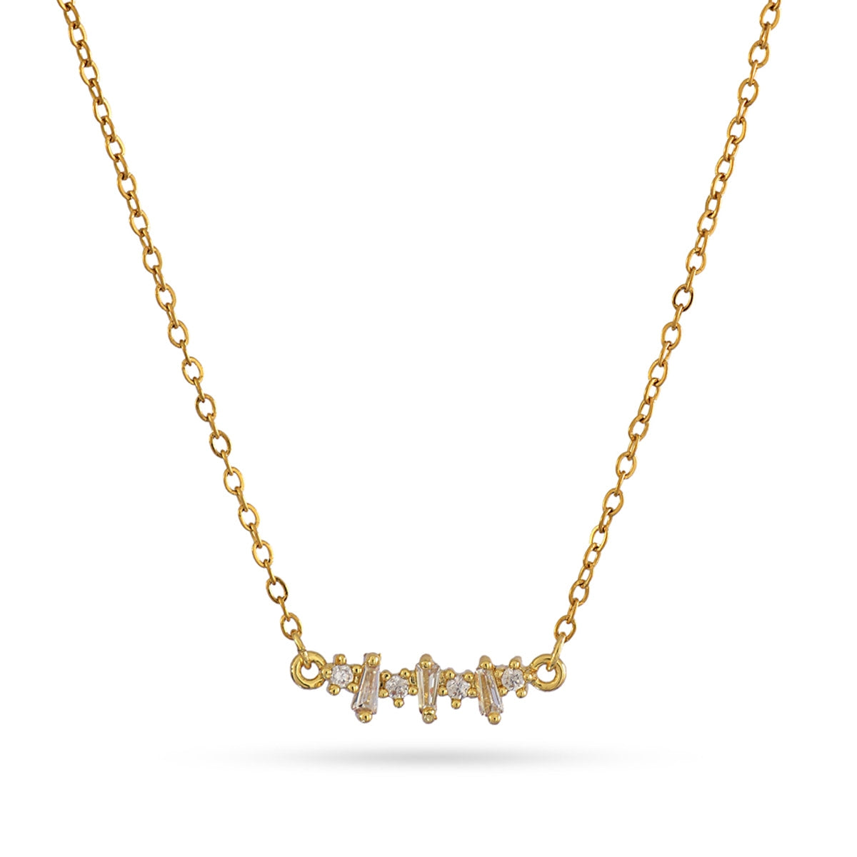 Collar Barra de Circonitas Baguette de Acero 316L en dorado