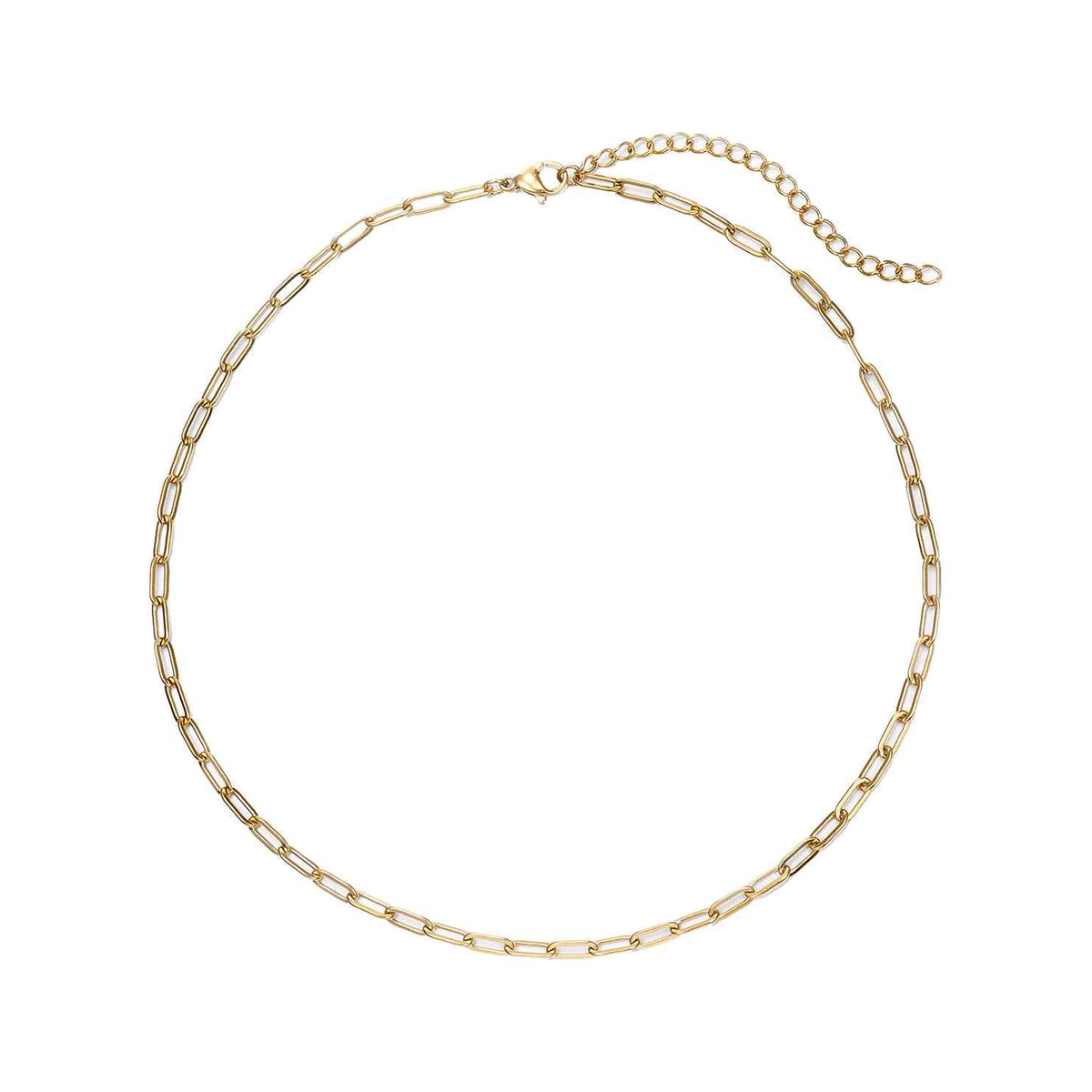 Collar Cadena Alargada de Acero Inoxidable 8mm Bañado en Oro, collar de eslabones alargados con alargador