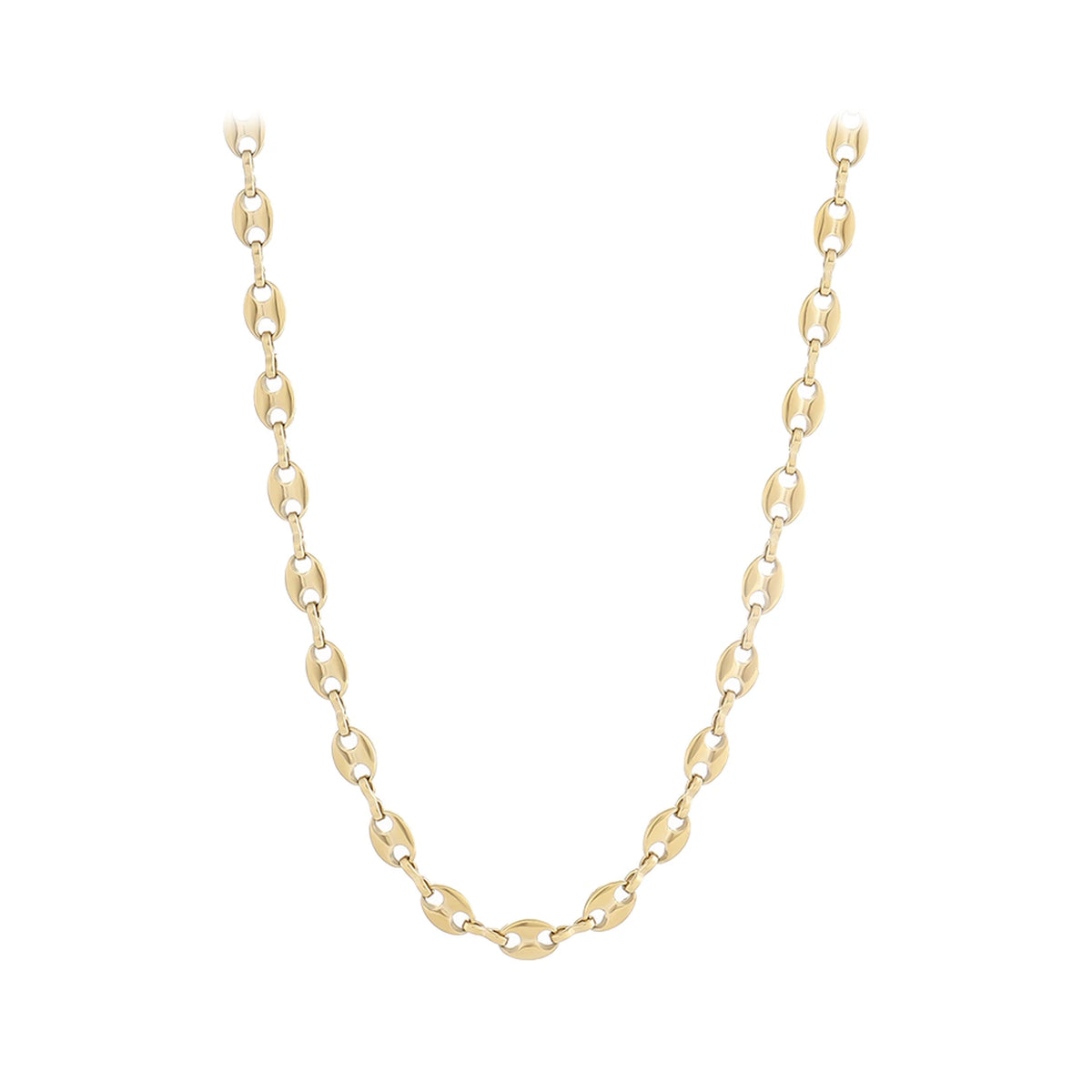 Collar Calabrote Ajustable en Oro de 18K, 36+6 cm., collar de eslabones ovalados extendido