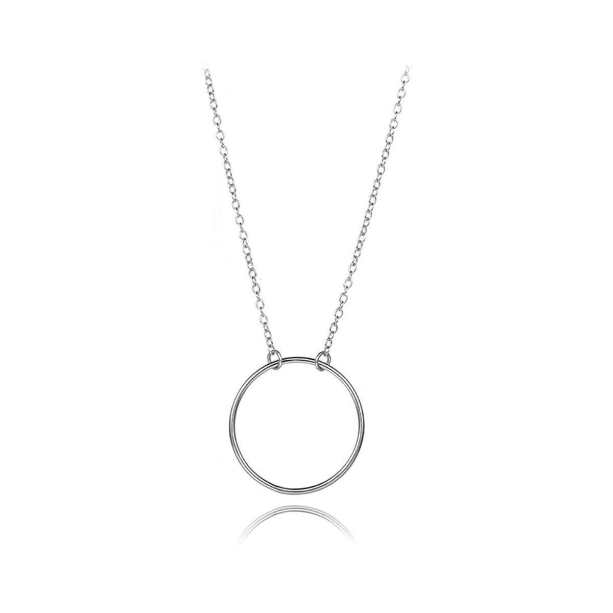 Collar Círculo en plata, collar con círculo hueco