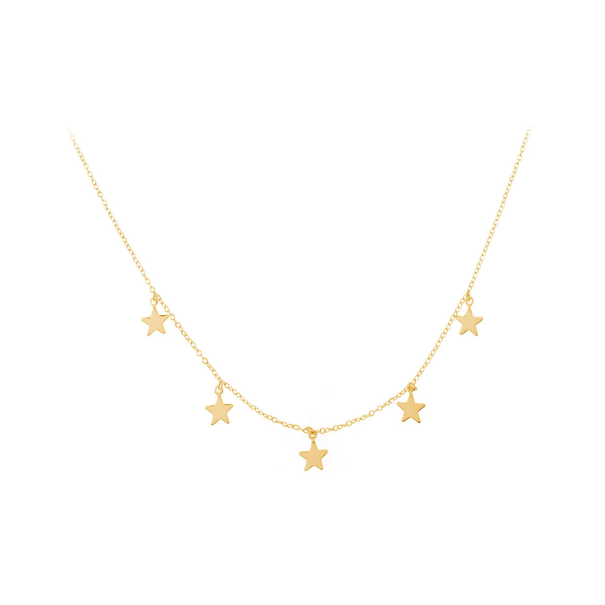 Collar Estrellas Colgando en dorado, collar con cinco estrellas colgantes