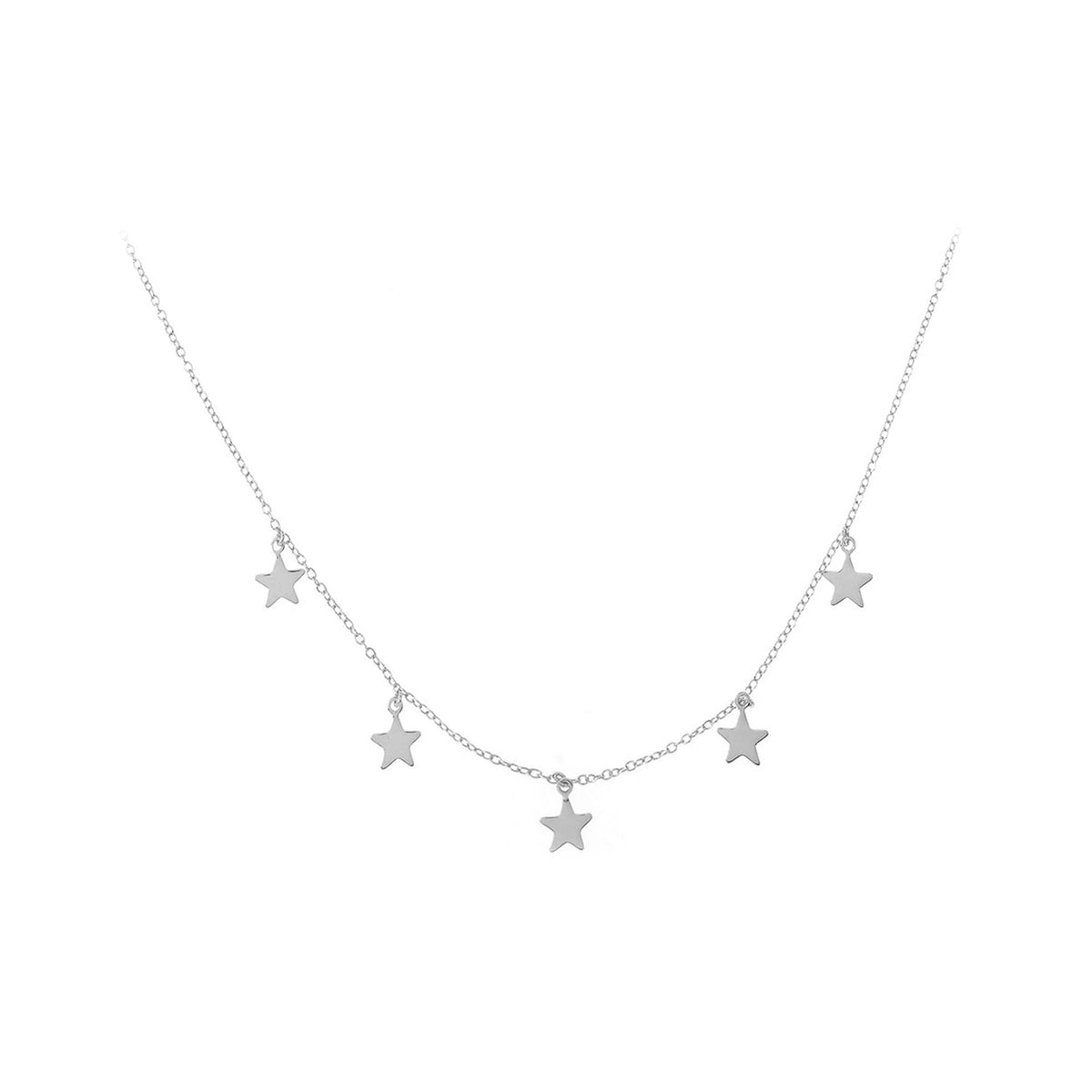 Collar Estrellas Colgando en plata, collar con cinco estrellas colgantes