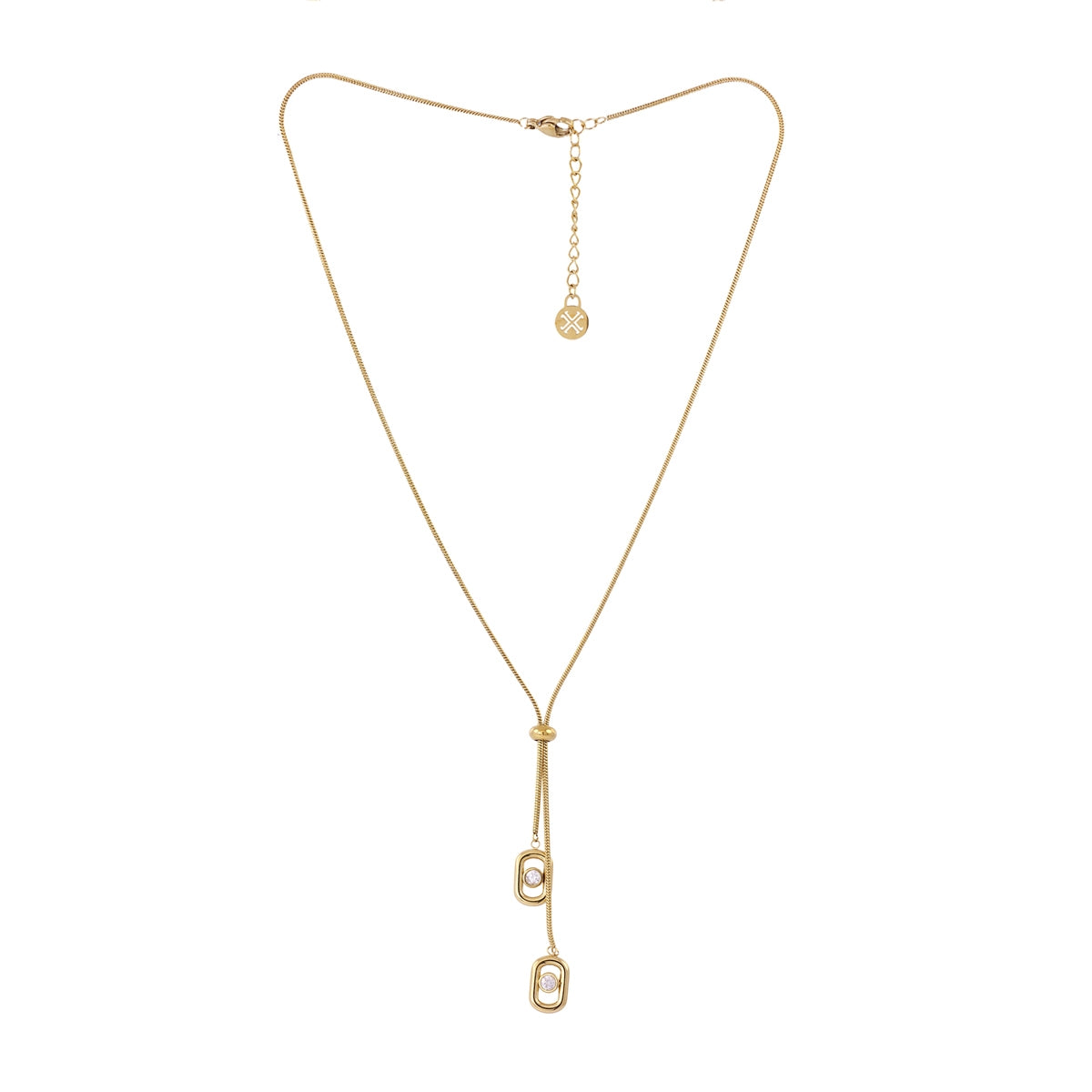 Vista completa del Collar Infinity Eternal dorado con cadena ajustable.