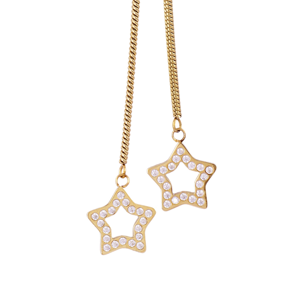 Detalle de colgantes estrella con circonitas del collar Infinity Stellar