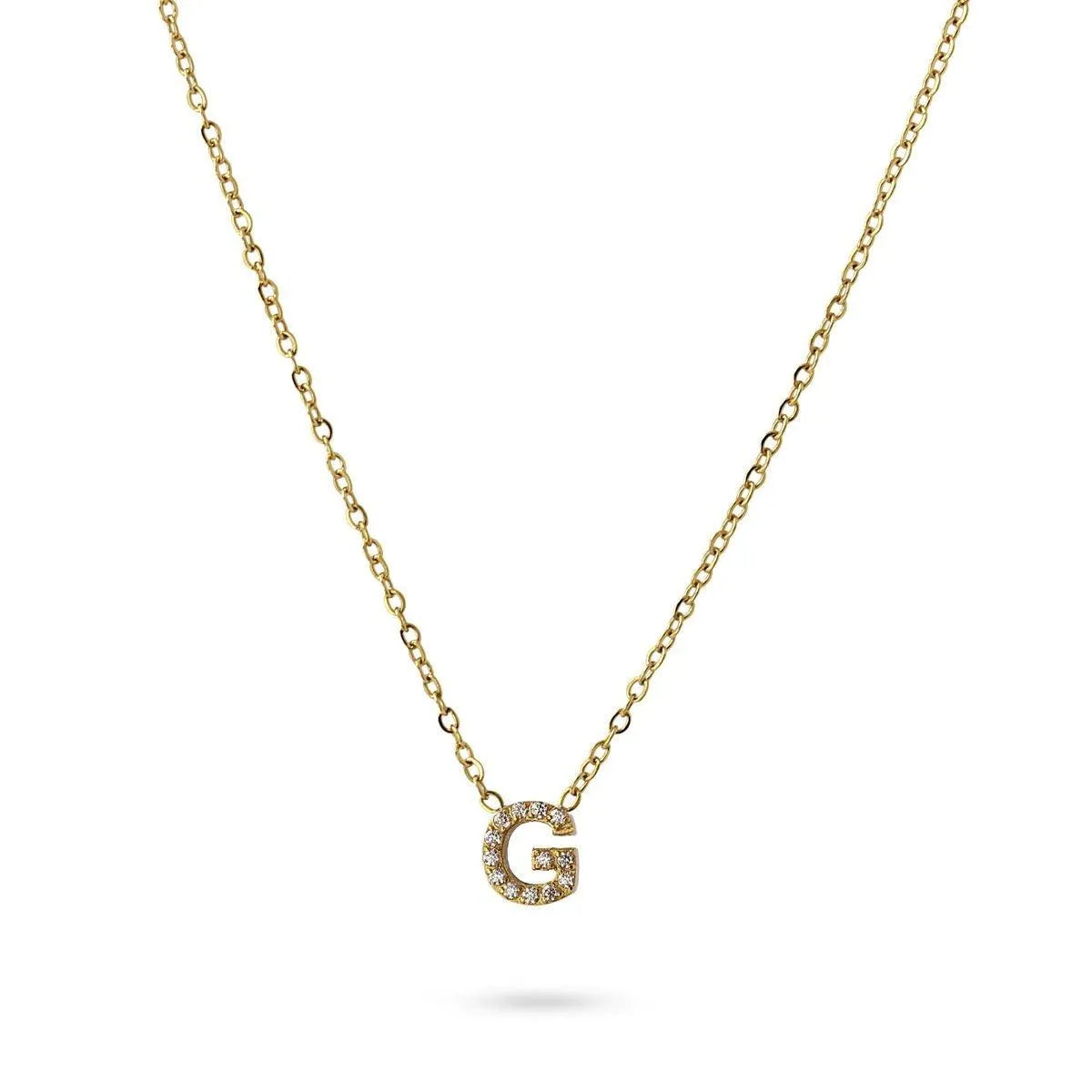 Collar Inicial A con circonitas en acero inoxidable dorado, diseño elegante y moderno, Cobalto Accesorios.