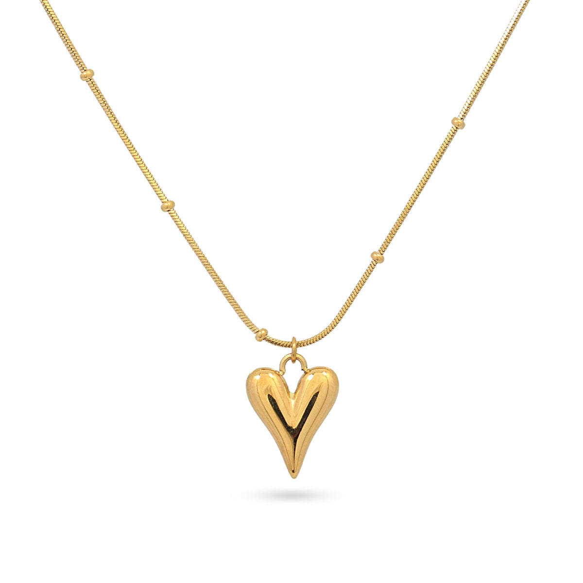 Collar Heartbeat - Corazón y Bolitas en Acero