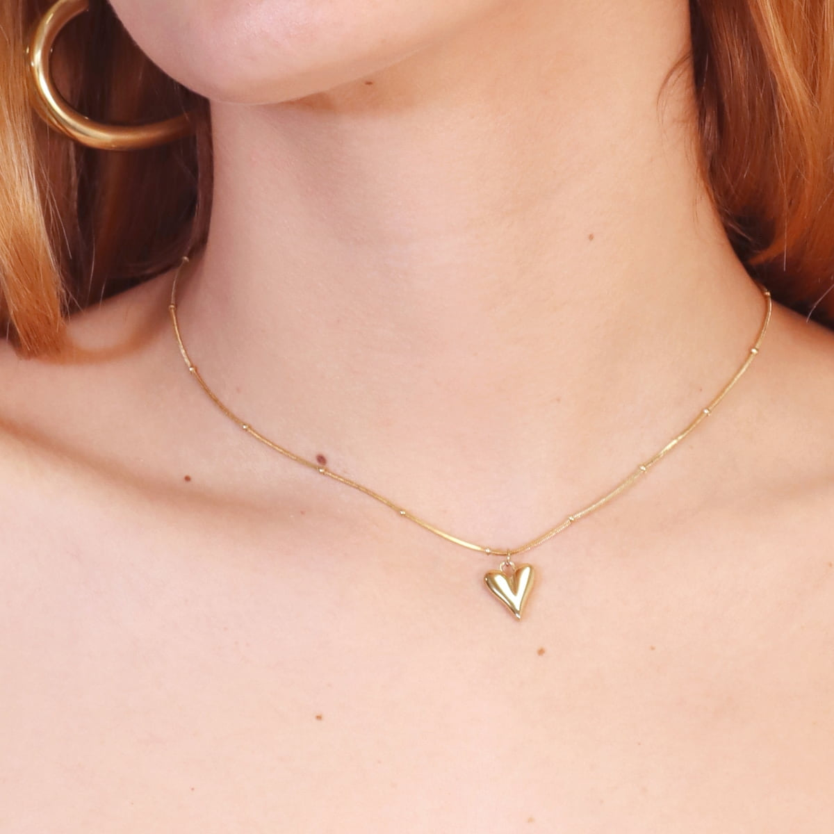 Collar Heartbeat - Corazón y Bolitas en Acero