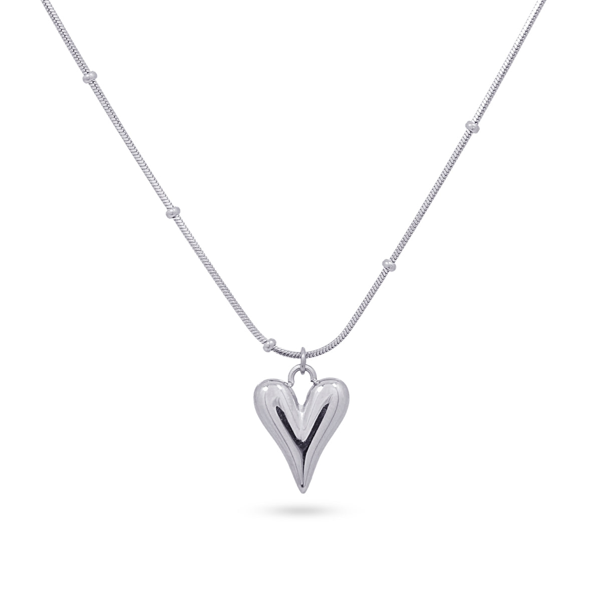 Collar Heartbeat - Corazón y Bolitas en Acero