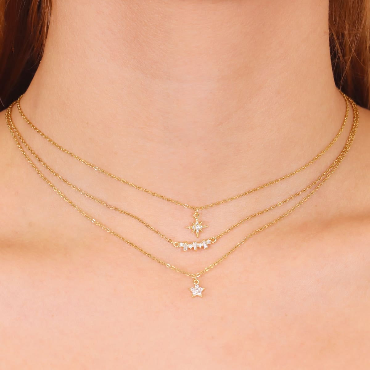 Collar Brilliance - Circonitas Baguette en Acero