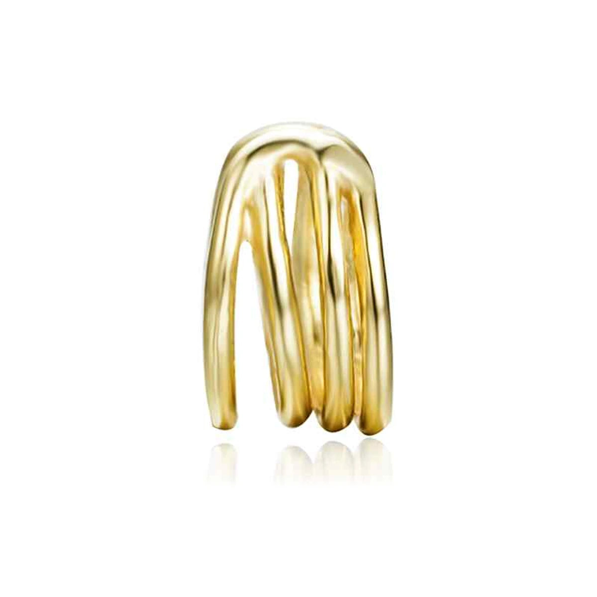 Ear Cuff 4 barras en dorado, de frente con cuatro barras