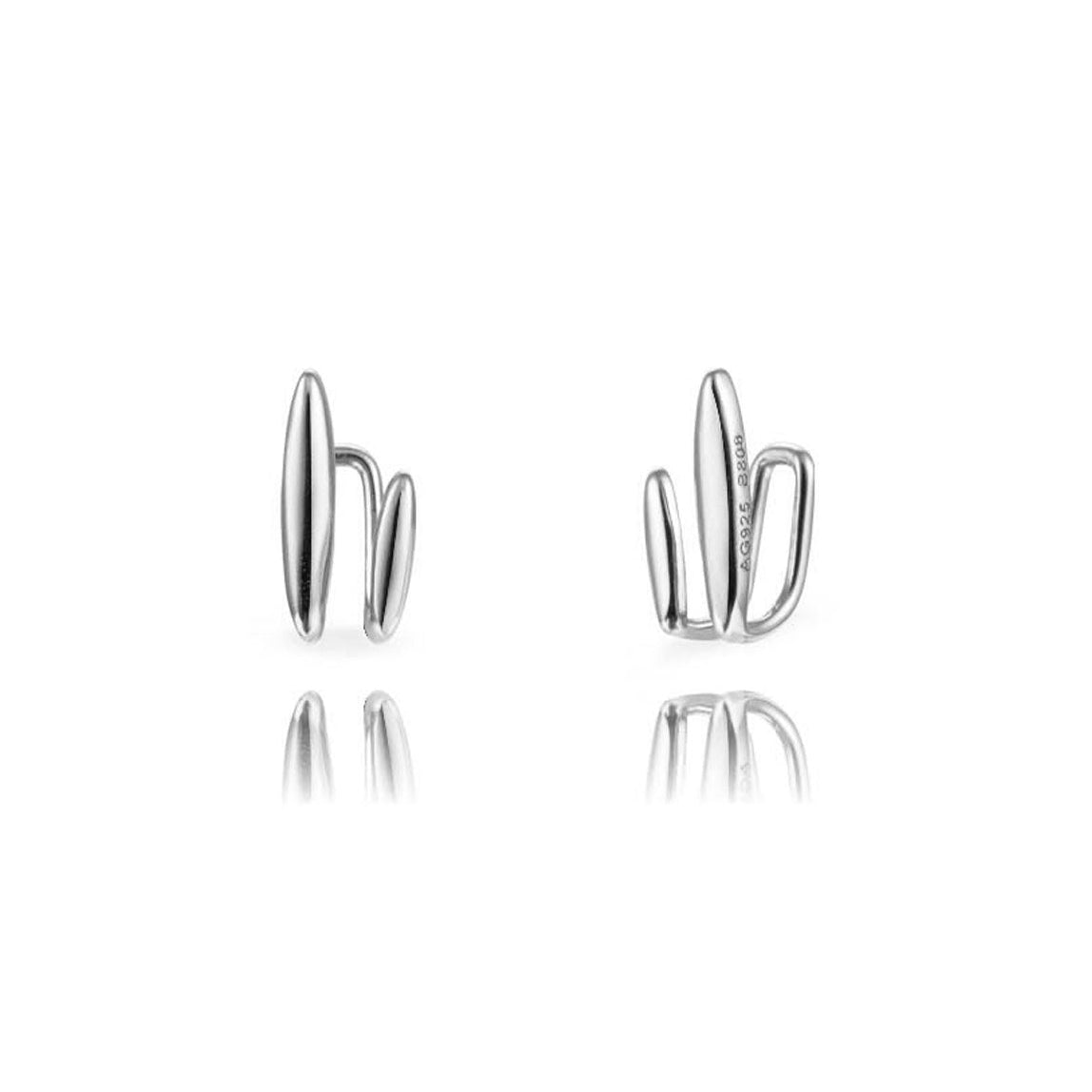 Ear cuff doble línea de plata 925 rodiada (unidad)