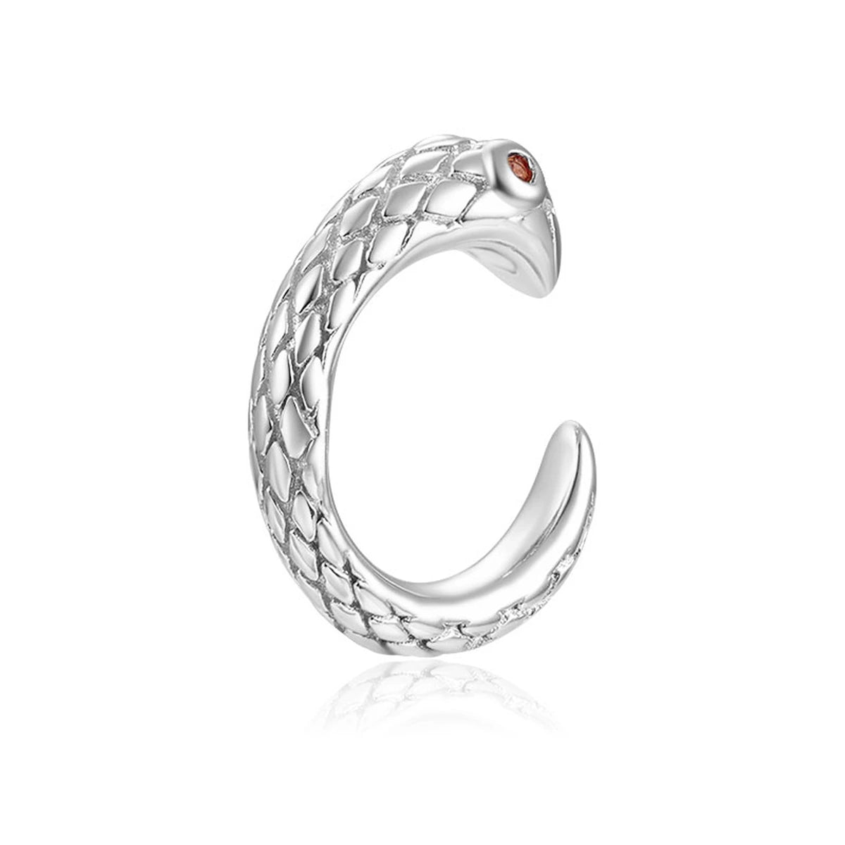 Ear Cuff Serpiente | Plata de Ley 925 en plata, de lado con el cuerpo curvado