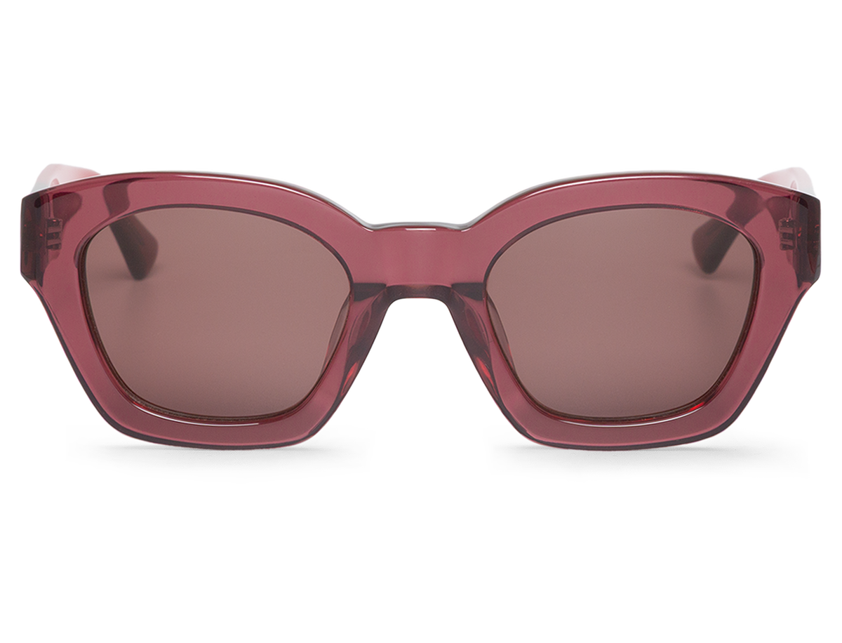 Gafas de sol Mr. Boho BARROSA 43Degrees en vista frontal, montura rosa burdeos translúcida