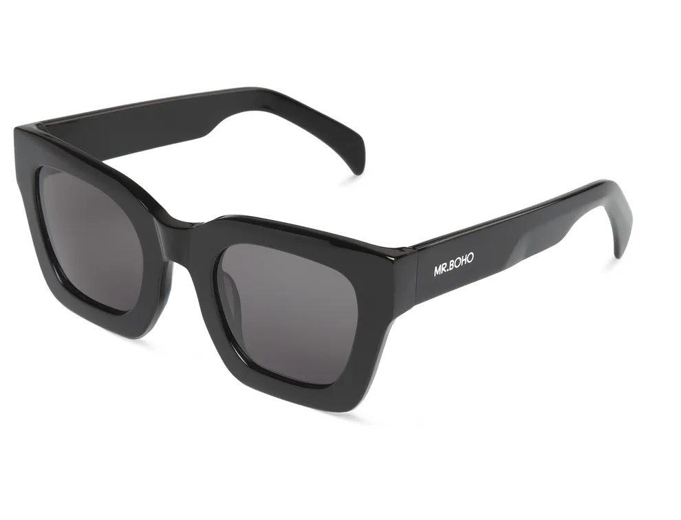 Gafas de sol Mr. Boho BONDI Black en vista lateral, detalle de la patilla negra