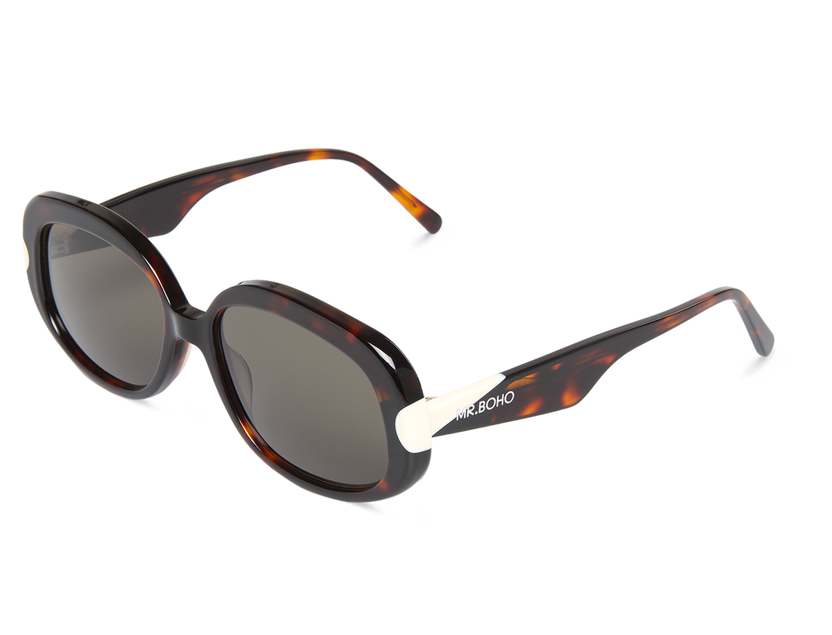 Gafas de sol Mr. Boho BORGER Society en vista oblicua, montura de carey oscuro