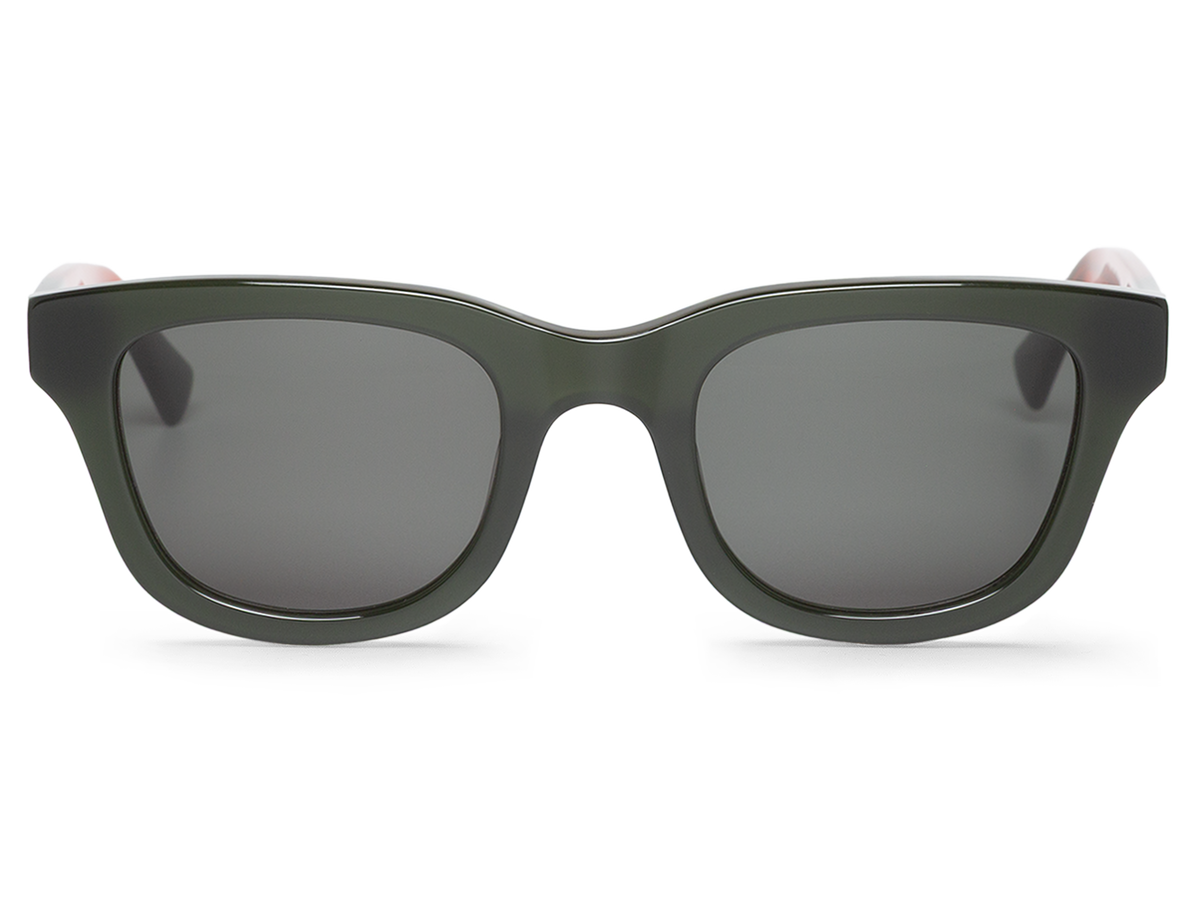 Gafas de sol Mr. Boho COLOMBIER 27Degrees en vista frontal, montura verde oliva translúcida