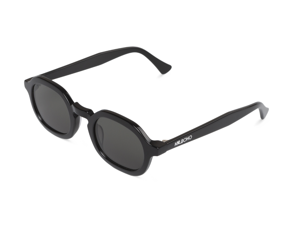 Gafas de sol Mr. Boho ELPATIO Black en vista oblicua, mostrando forma de montura y lentes