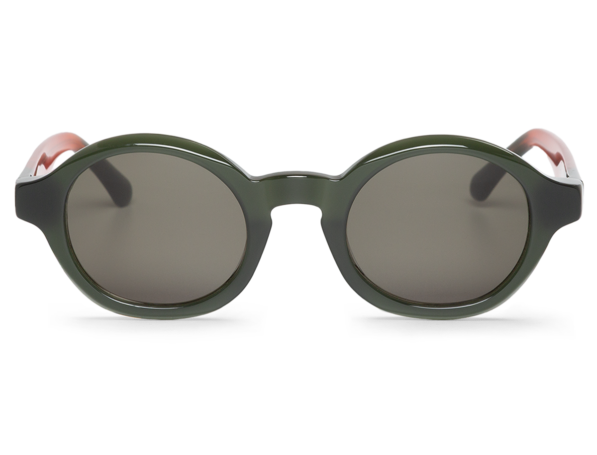 Gafas de sol Mr. Boho ONS 27Degrees en vista frontal, montura verde oliva translúcida