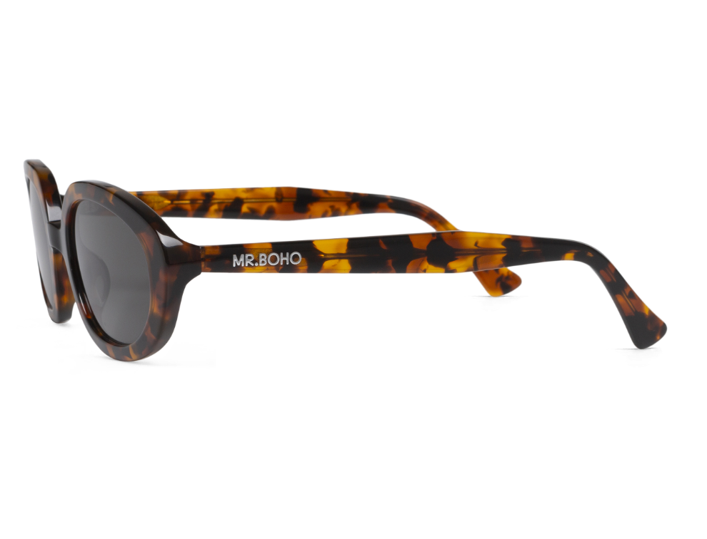 Gafas de sol Mr. Boho SOLARTE Cheetah Tortoise en vista lateral, detalle de la montura