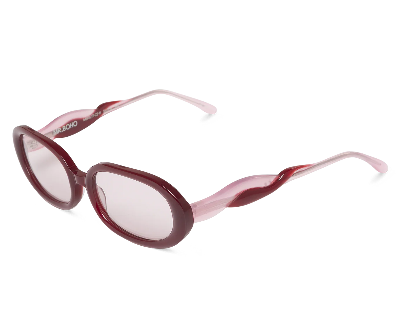Gafas de sol Mr. Boho Twisted Garnet It's Lava – vista en perspectiva 3/4 – Cobalto Accesorios