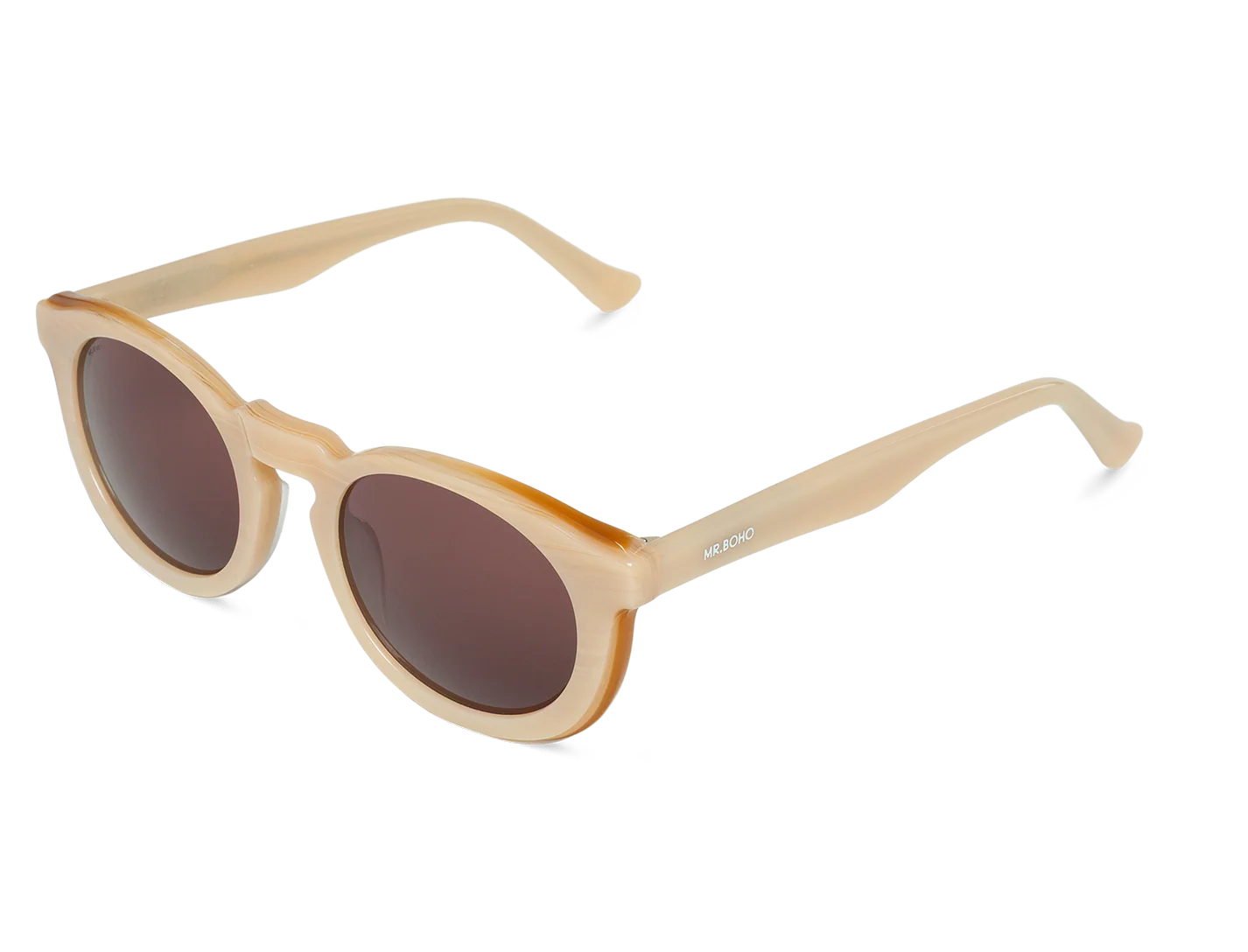 Gafas de sol Mr. Boho JORDAAN Daydream vista oblicua con montura redonda en beige crema