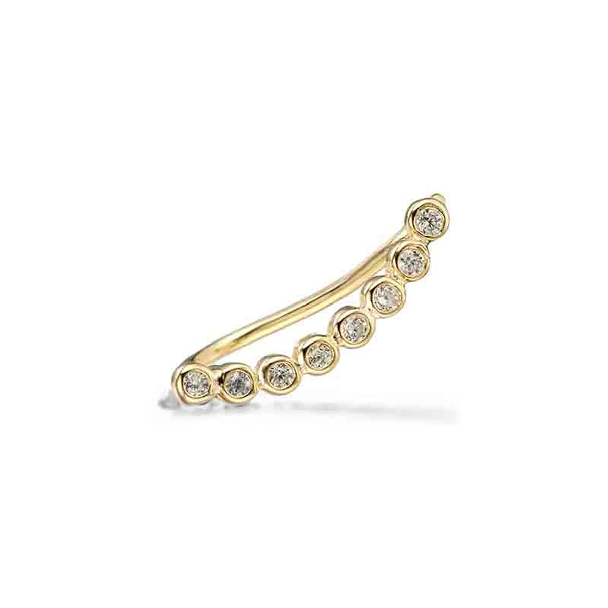 Pendiente Trepador Circonitas Pequeñas de Plata 925 en dorado, para la oreja izquierda