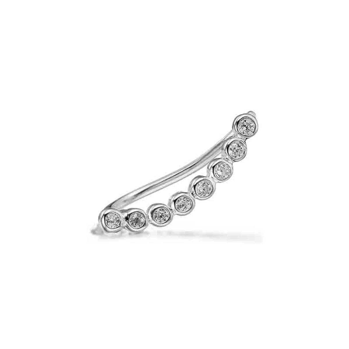 Pendiente Trepador Circonitas Pequeñas de Plata 925 en plateado, para la oreja izquierda