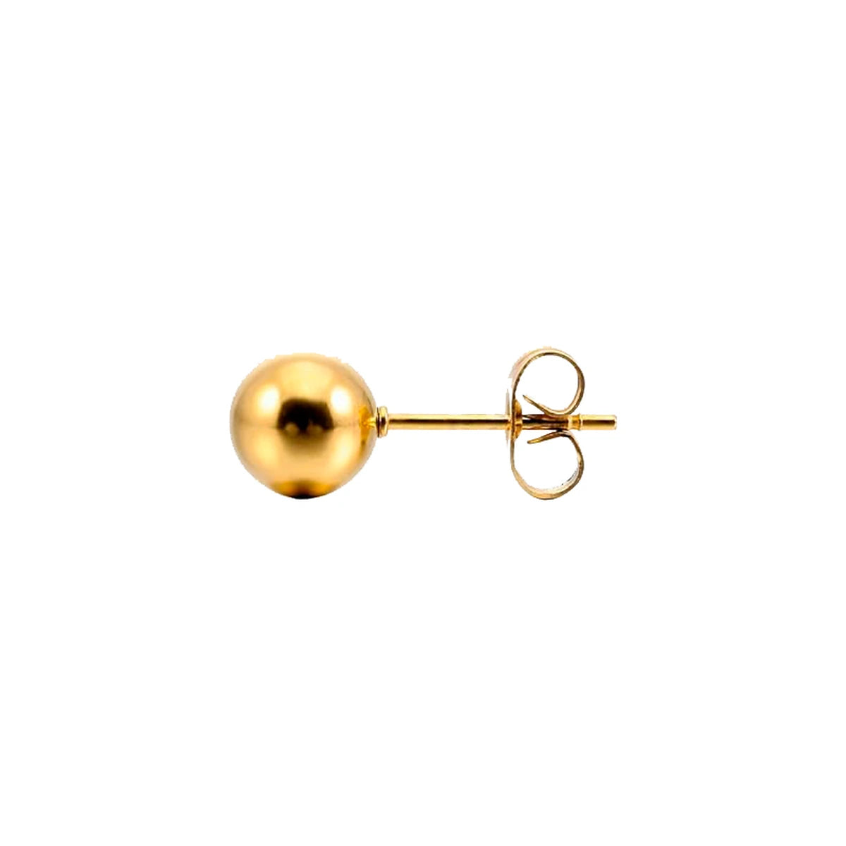 Pendiente Bola Acero 2mm en dorado, de perfil con cierre de presión