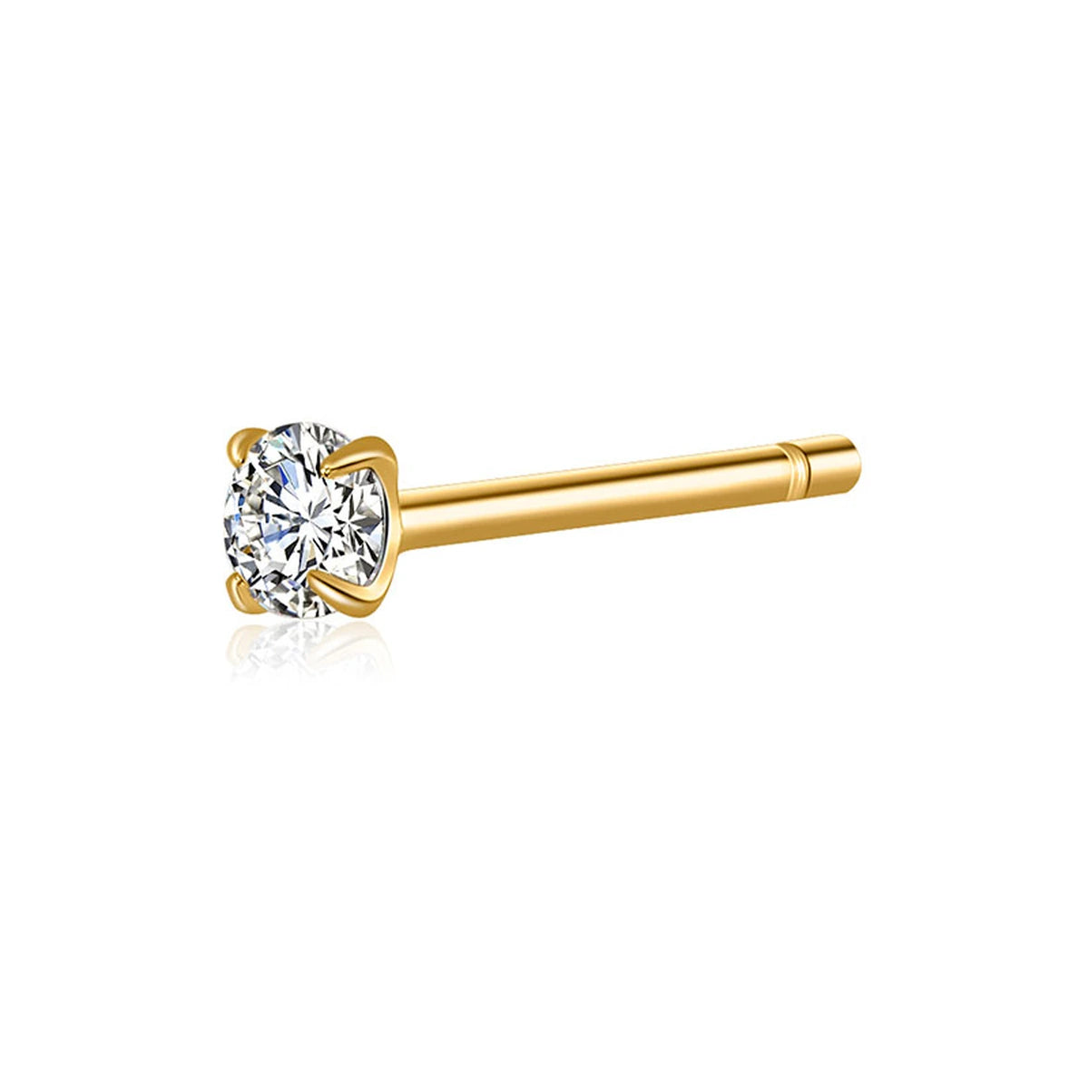 Pendiente Circonita Redonda 3mm en dorado, blanca, pendiente de circonita con perno visible