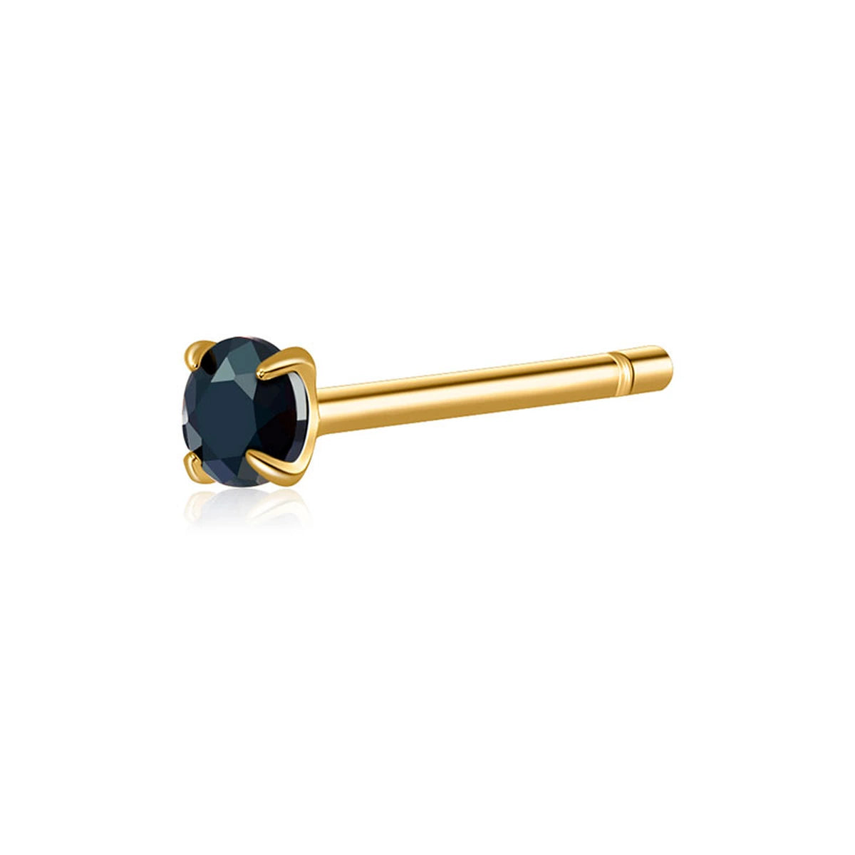 Pendiente Circonita Redonda 3mm en dorado, negra, pendiente de circonita con perno visible