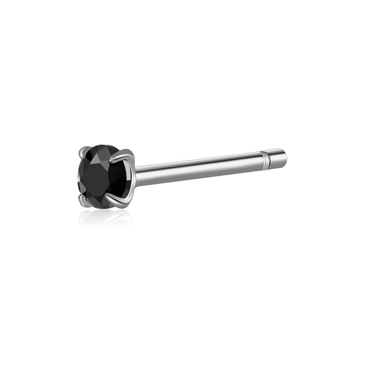 Pendiente Circonita Redonda 3mm en plata, negra, pendiente de circonita con perno visible