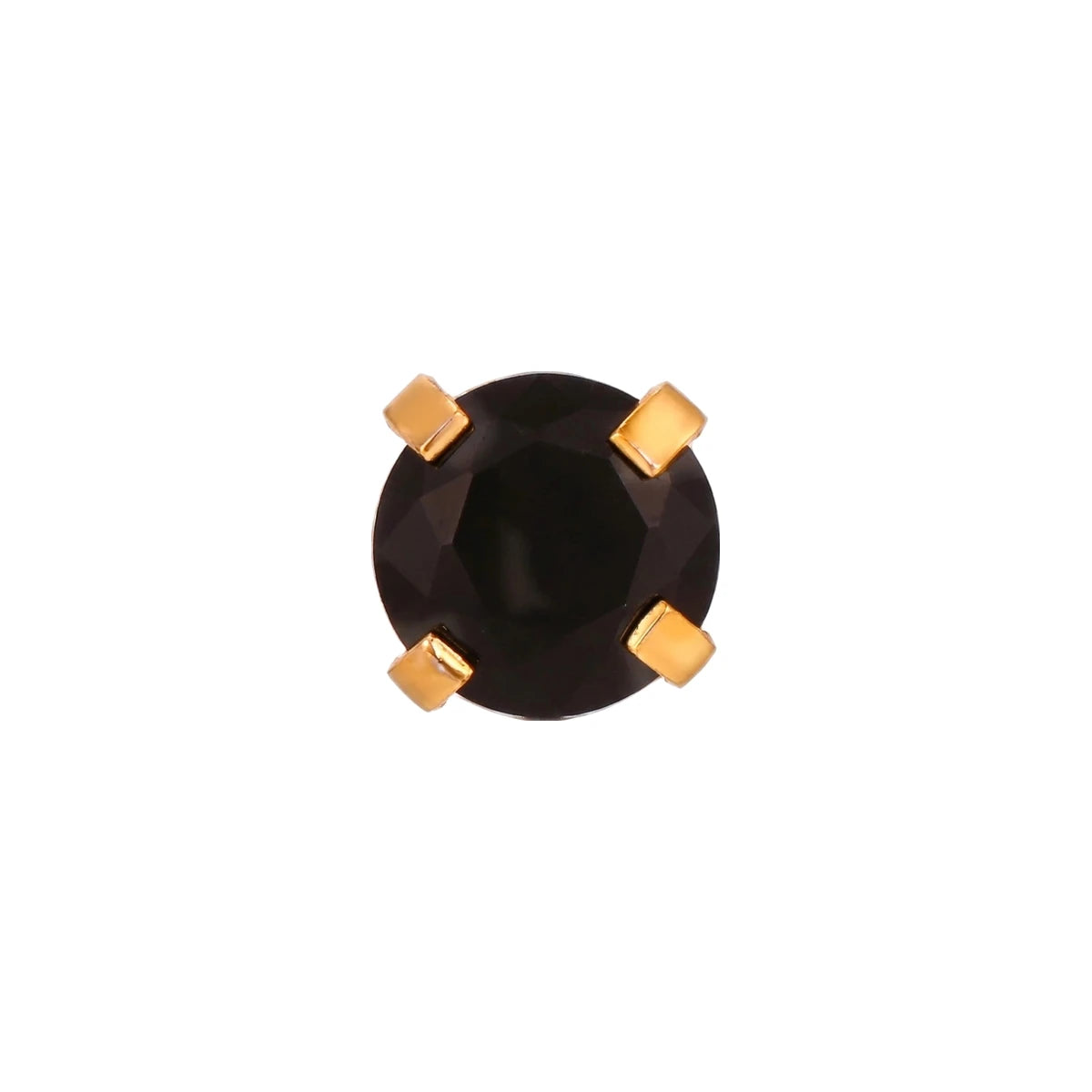 Pendiente Circonita Engarzada de Acero 316L en dorado, circonita negra de 2 mm, de frente