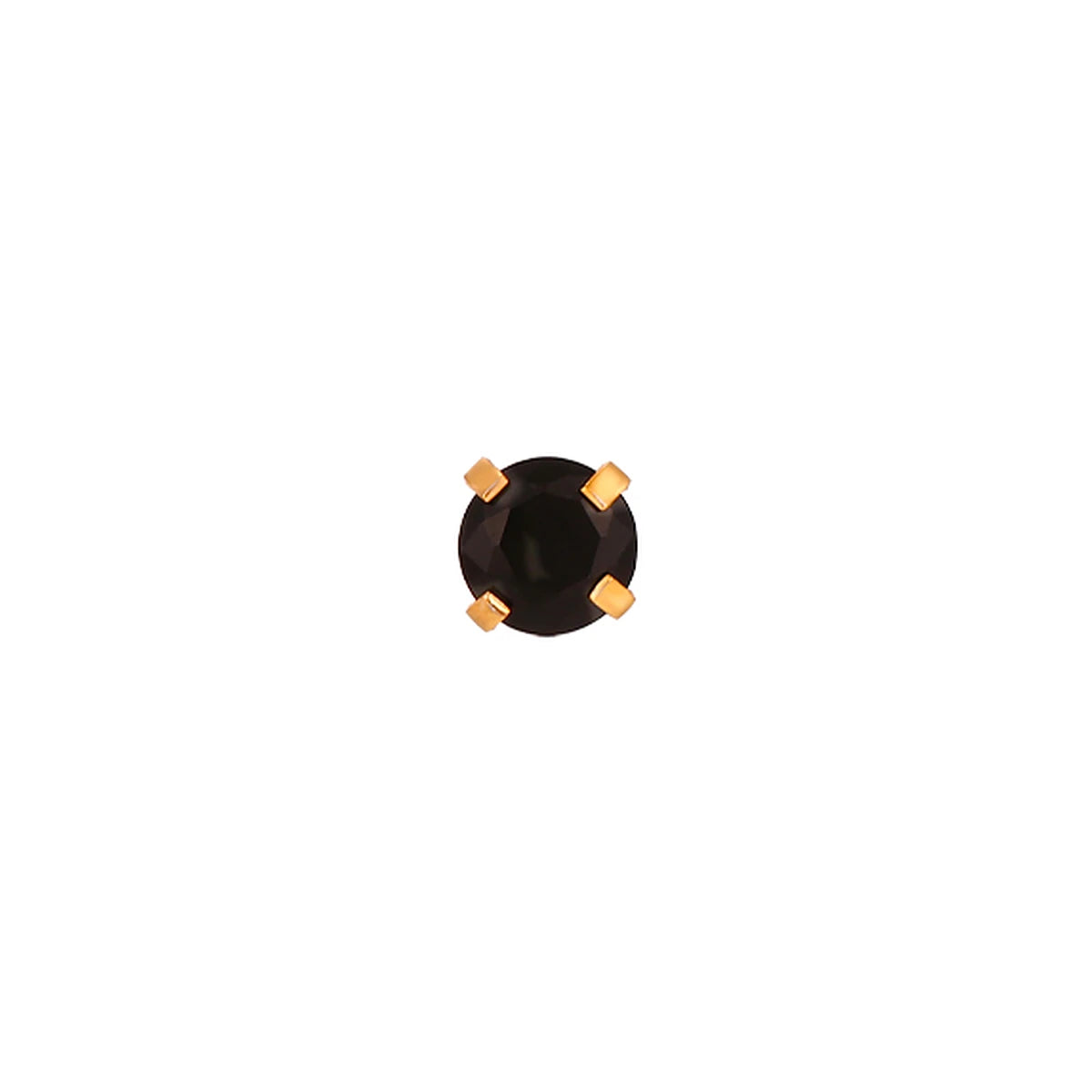 Pendiente Circonita Engarzada de Acero 316L en dorado, circonita negra de 2 mm, de frente