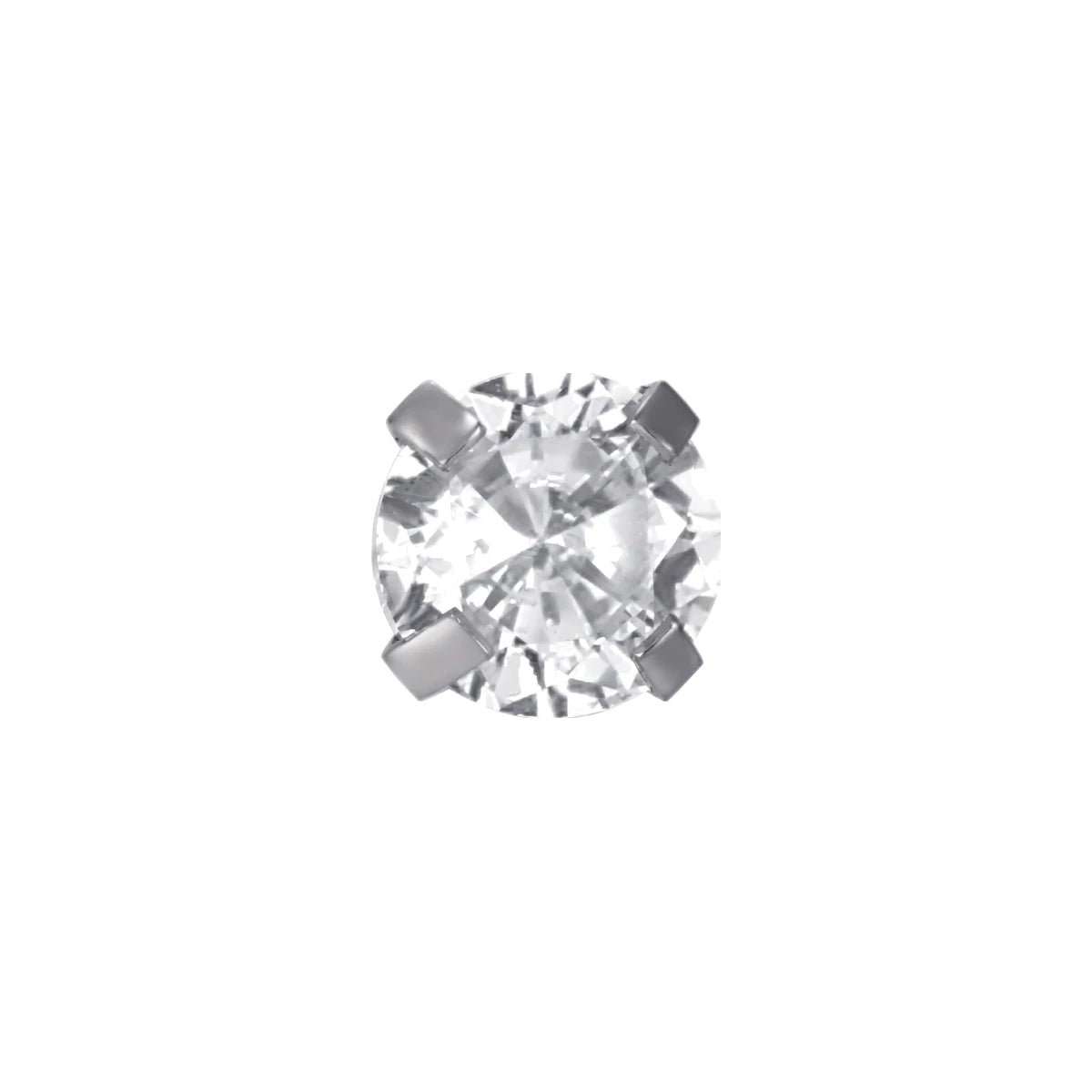 Pendiente Circonita Engarzada de Acero 316L en plateado, circonita blanca de 2 mm, de frente