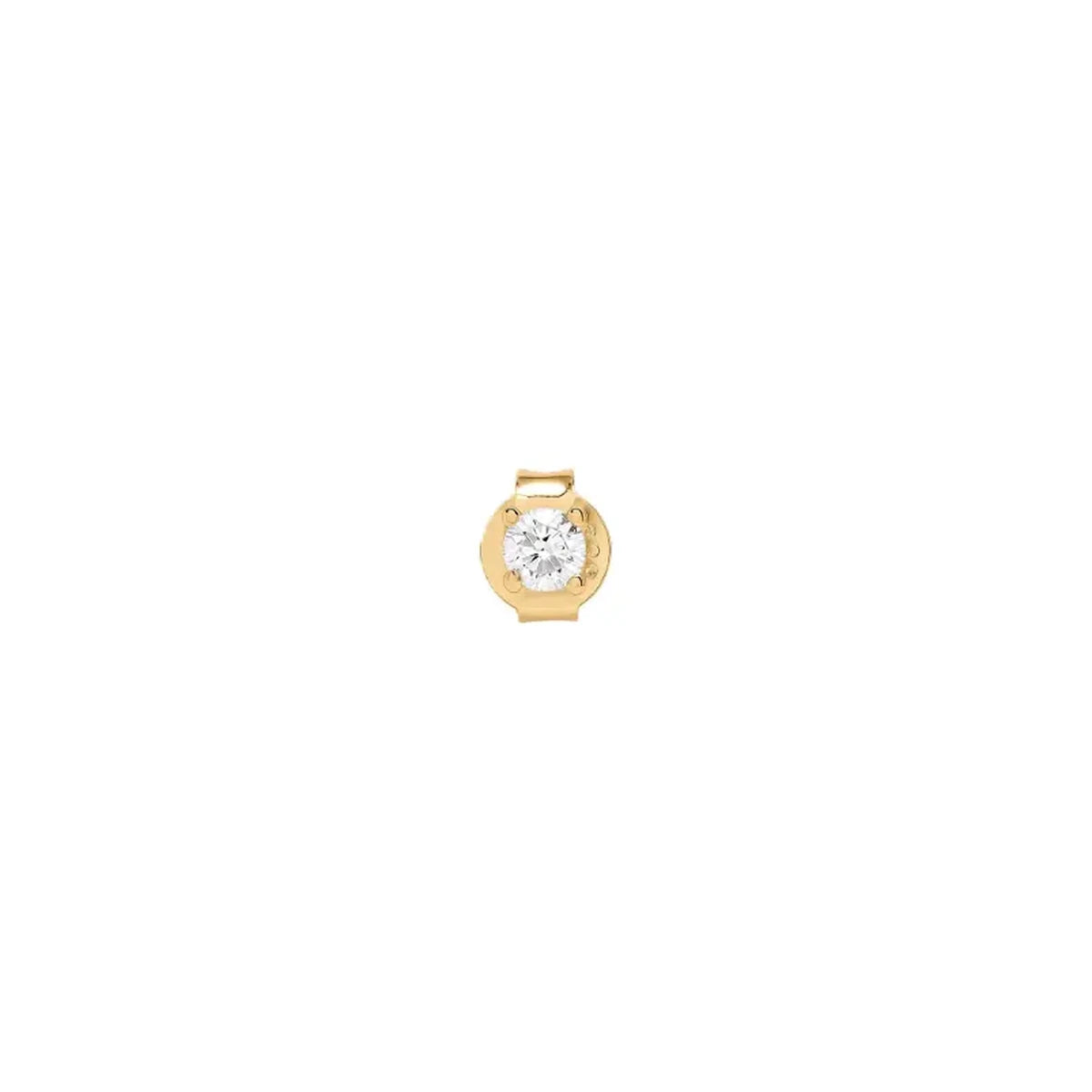 Pendiente Circonita Redonda 2 mm de Plata 925 en dorado, de frente