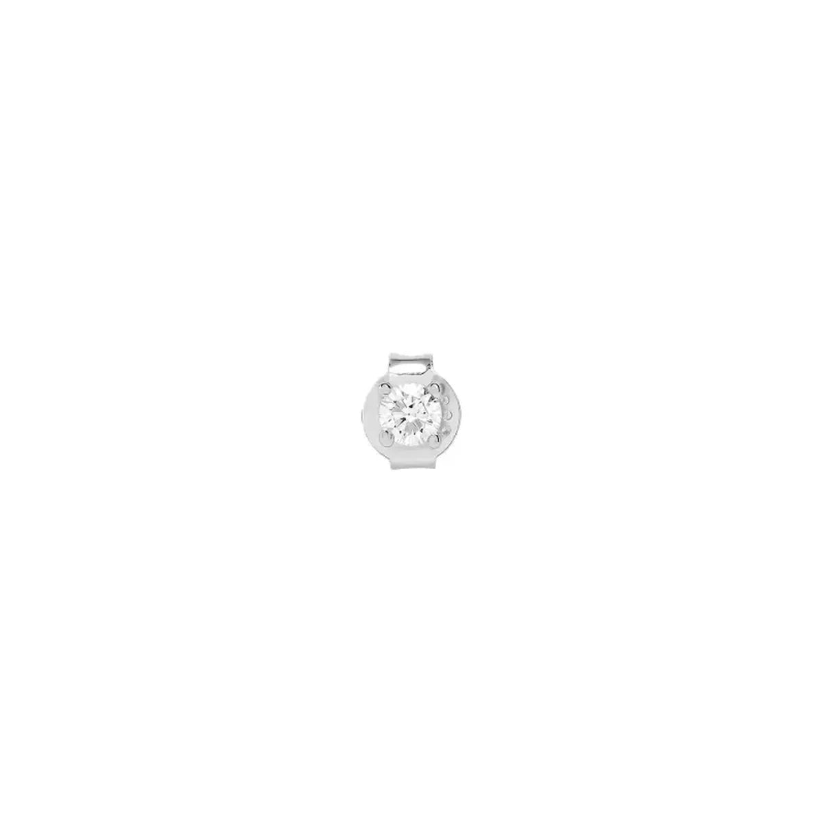 Pendiente Circonita Redonda 2 mm de Plata 925 en plateado, de frente